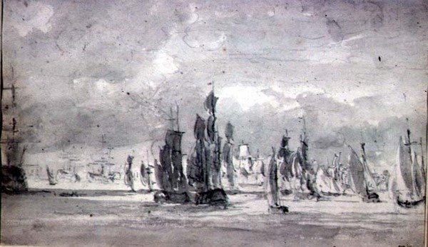 Shipping under a Cloudy Sky in the Thames by John Constable