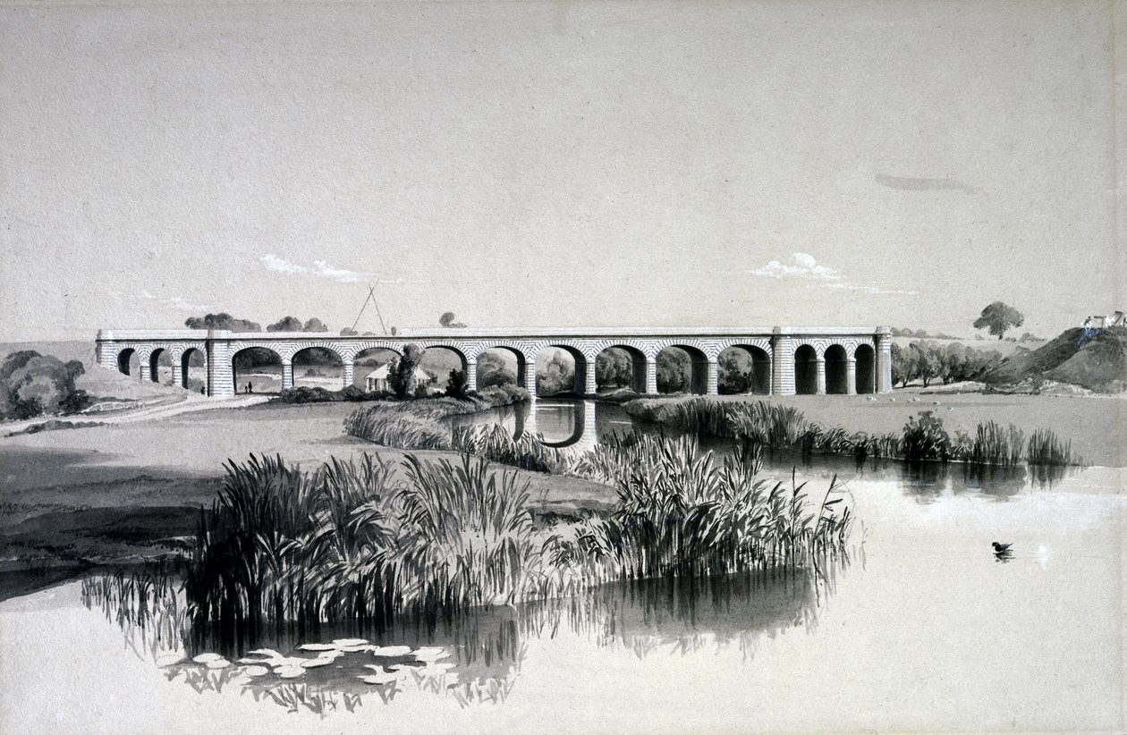 Avon Viaduct, Wolston, 2nd July 1837 by John Cooke Bourne
