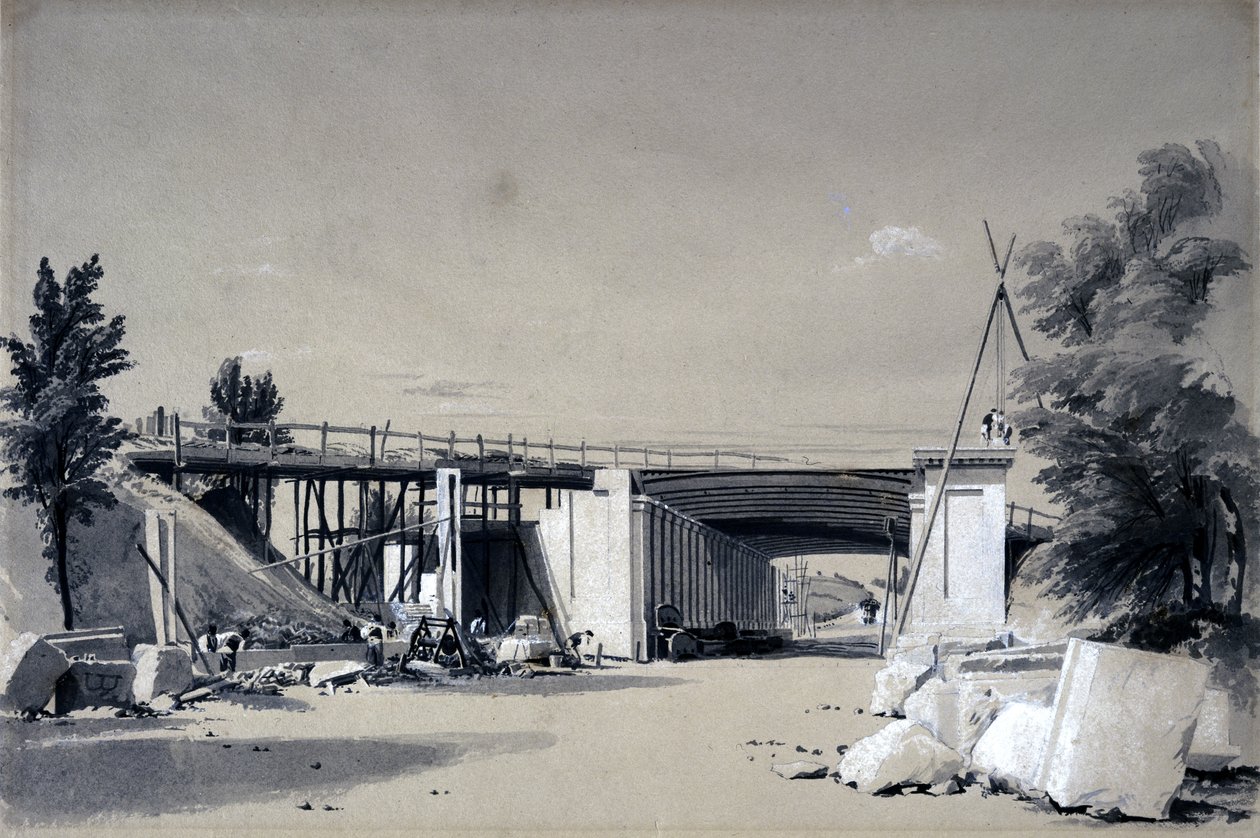 Denbigh Hall Bridge from the Road, 25th June 1837 by John Cooke Bourne