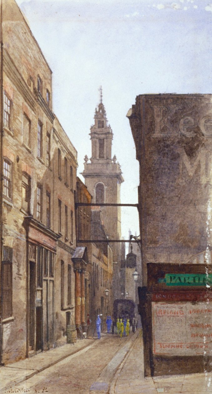 Garlick Hill, City of London, 1882 by John Crowther