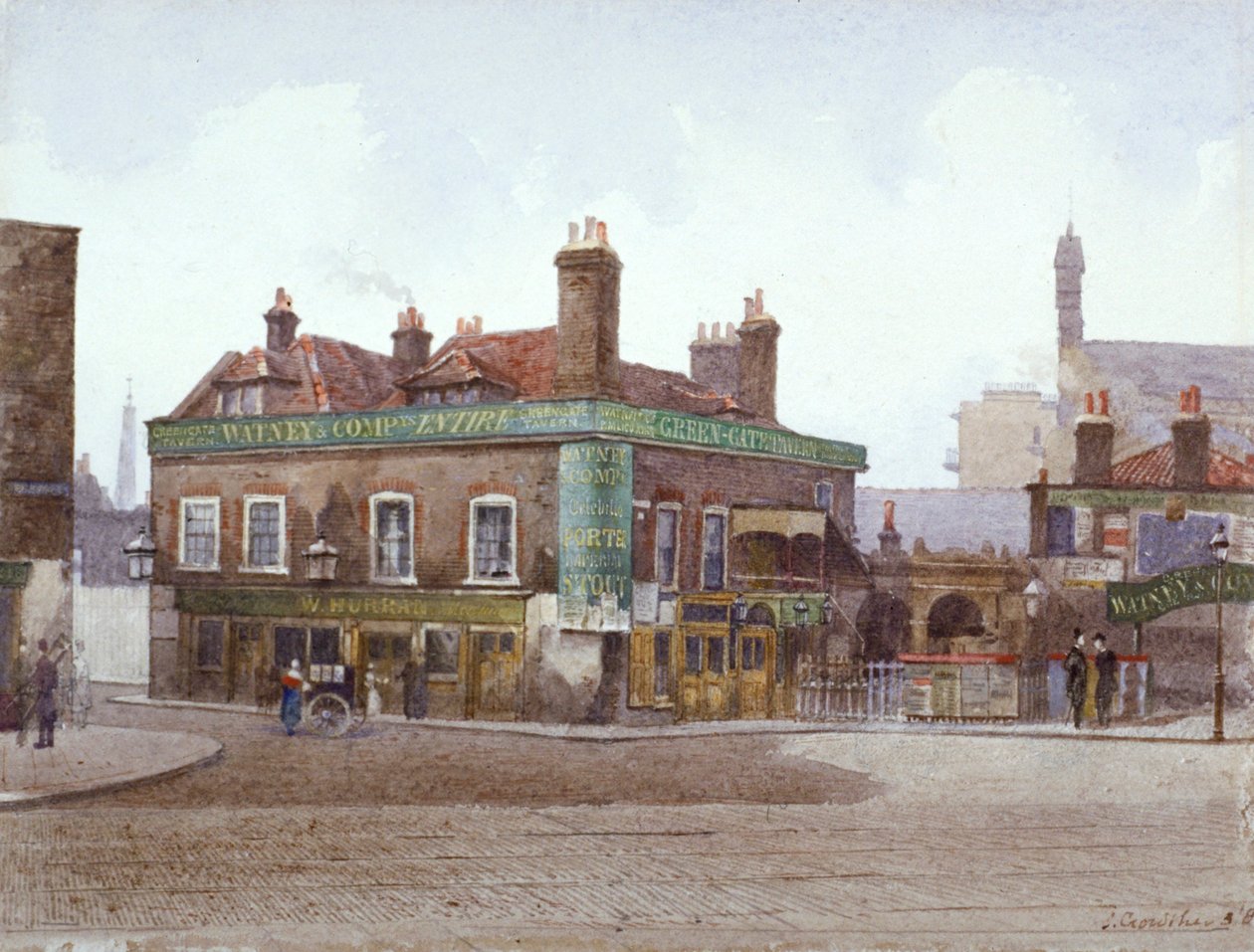 Green Gate Tavern at the junction of City Road and Bath Street, London by John Crowther