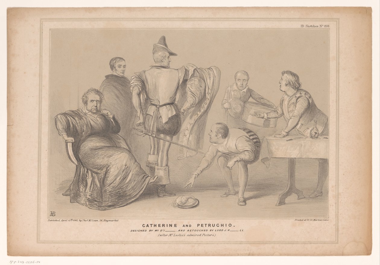 Caricature with Prime Minister Robert Peel and Joseph Hume by John Doyle