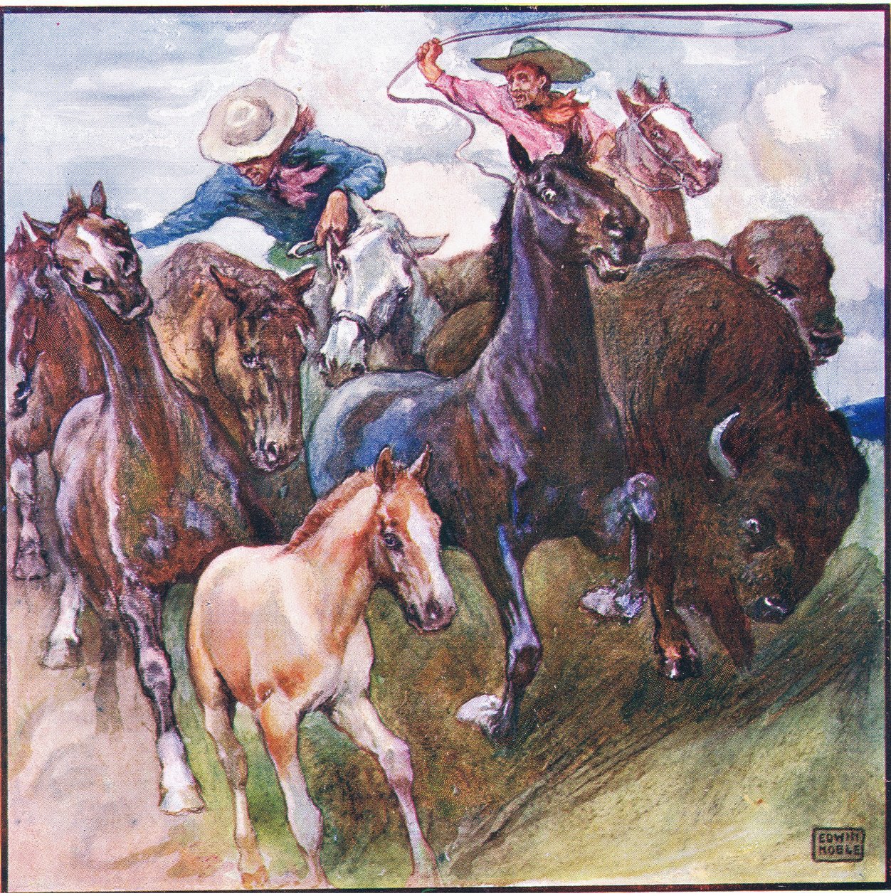 Away he went-wild buffalo-wild horse and wild huntsman by John Edwin Noble
