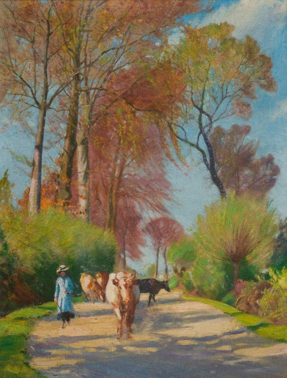 Country Lane with Figure and Cow by John Everett
