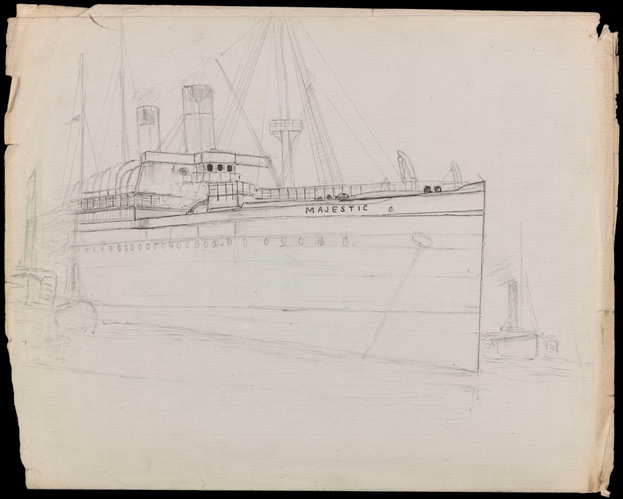 Sketch of the passenger liner Majestic (unfinished) by John Everett