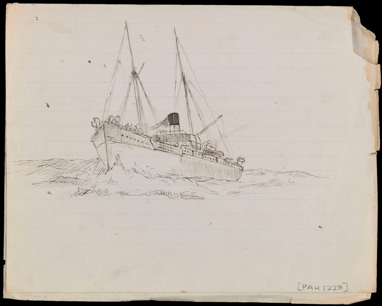 Sketches of a Battleship and Two Other Royal Navy Vessels by John Everett