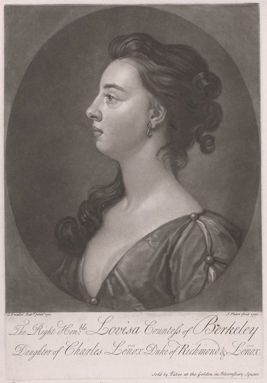 The Right Honorable Louisa Countess of Berkeley, Daughter of Charles Lenox Duke of Richmond and Lenox by John Faber the younger