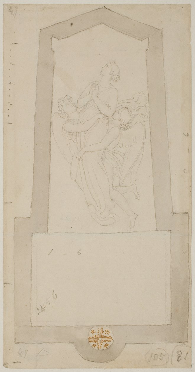A Departed Spirit Uplifted by Two Angels by John Flaxman