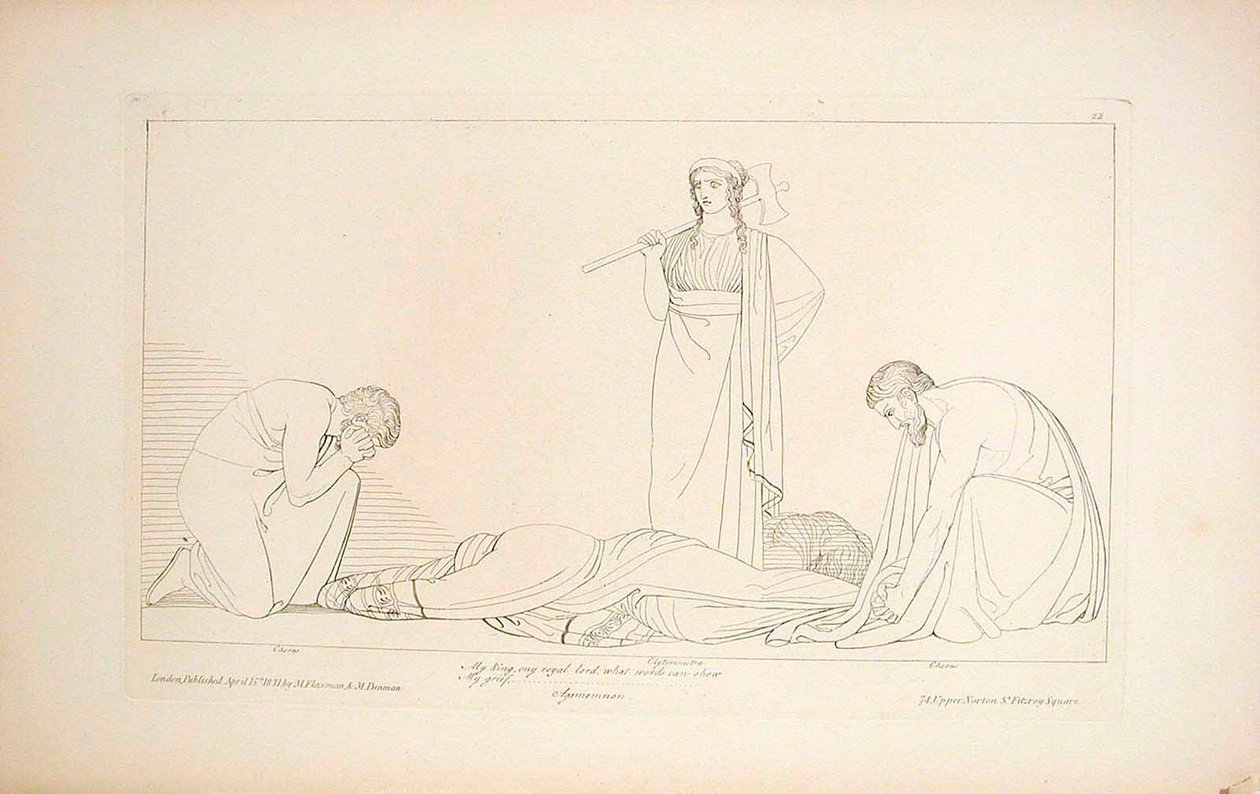 Clytemnestra and Chorus by John Flaxman