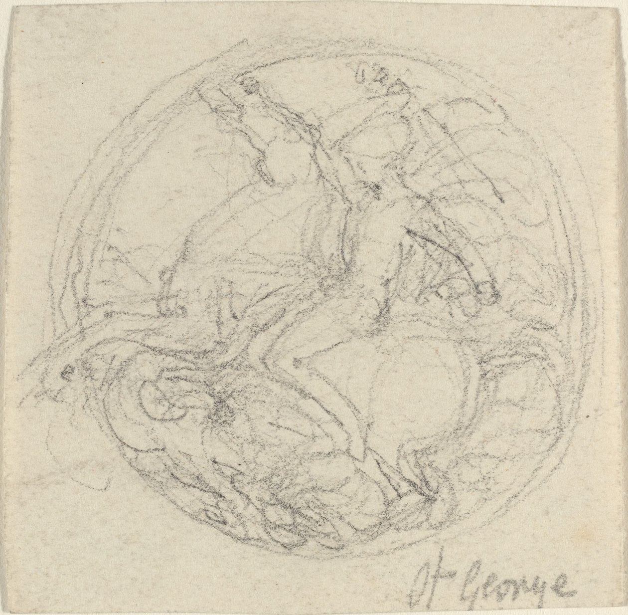 Design for a Medal Representing Saint George and the Dragon by John Flaxman