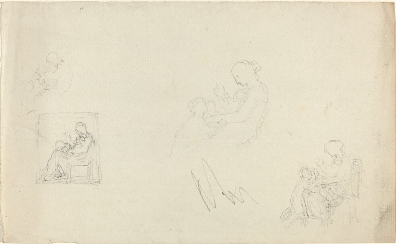 Four Studies of a Seated Woman with Children at Her Feet by John Flaxman