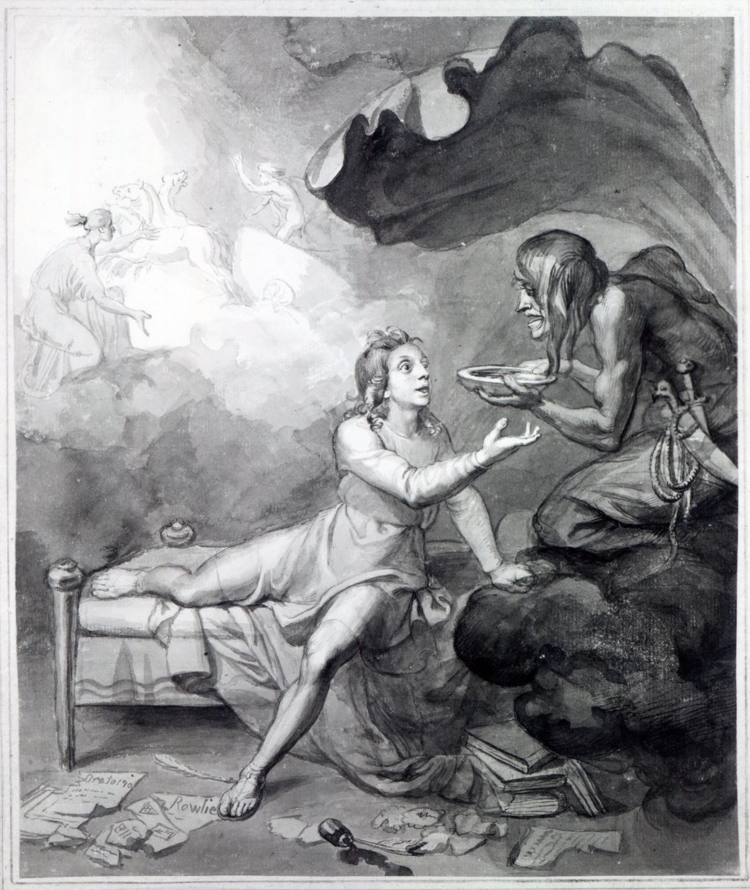 Thomas Chatterton Receives a Bowl of Poison from Despair by John Flaxman
