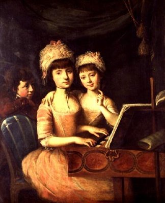 Portrait of the Children of the Governor of Honduras, Two Girls and a ...