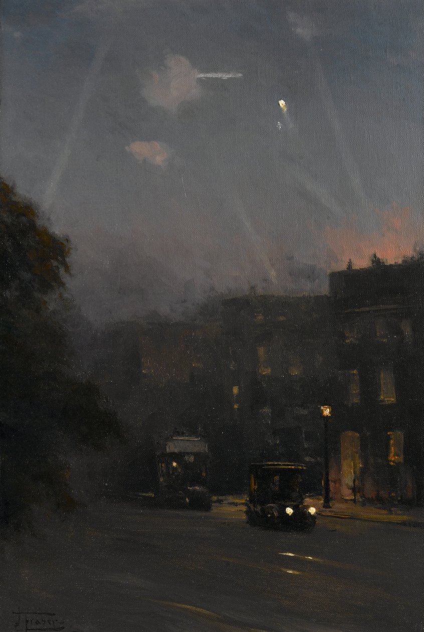 A Zeppelin raid, 8 October 1915 by John Fraser
