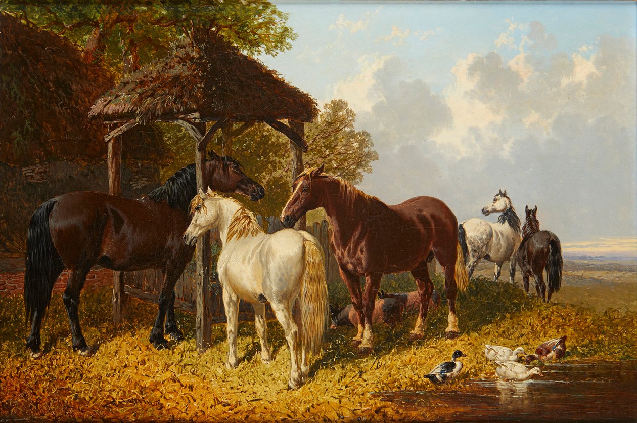 A Busy Farmyard Scene by John Frederick Jr. Herring