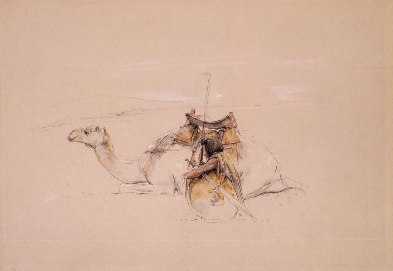 A Bisharin Arab by His Camel by John Frederick Lewis