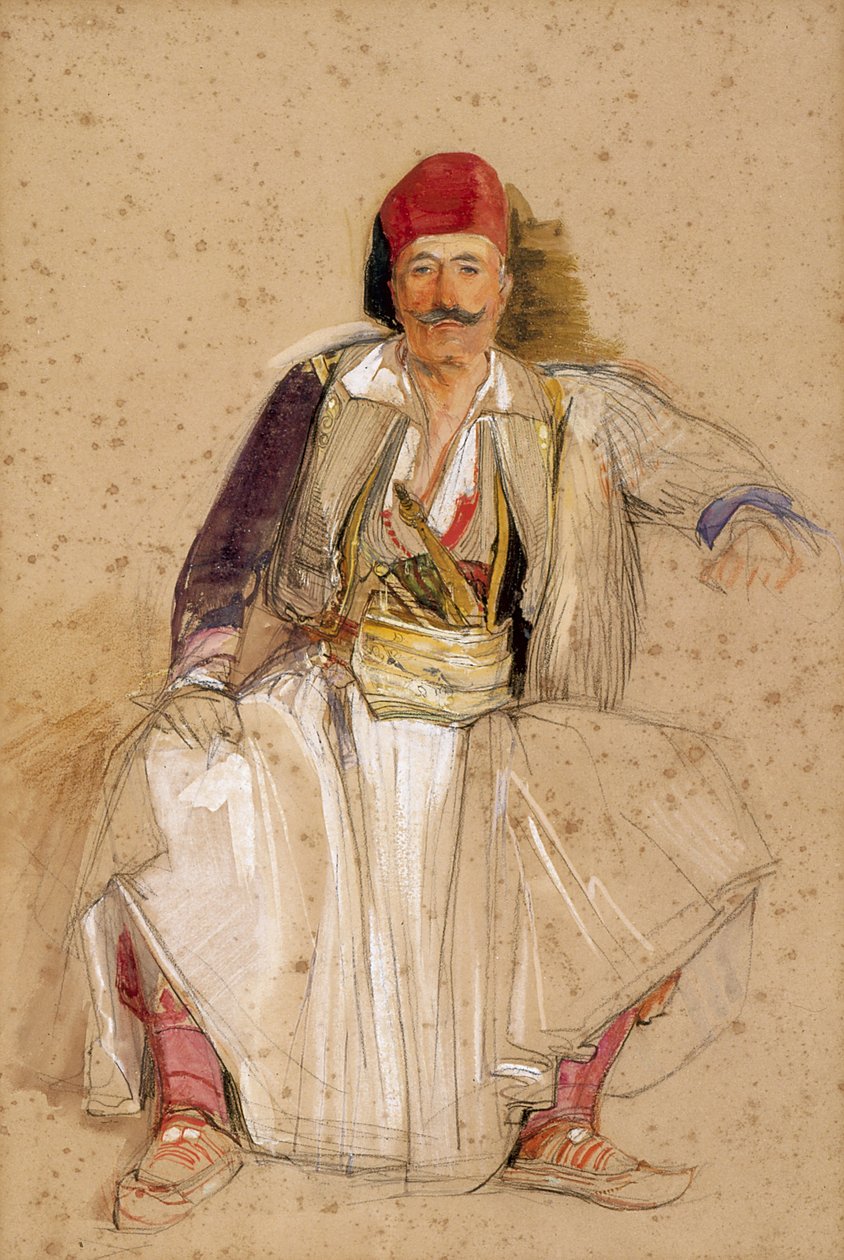 A Corfiote Warrior, Seated by John Frederick Lewis