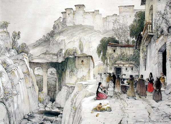 Part of the Alhambra from the Alameda del Darro, from 