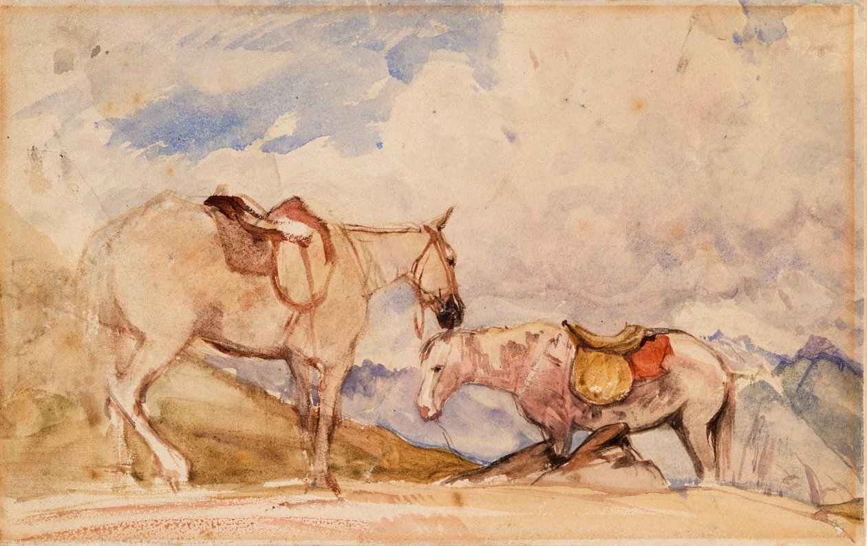 Two Horses by John Frederick Lewis