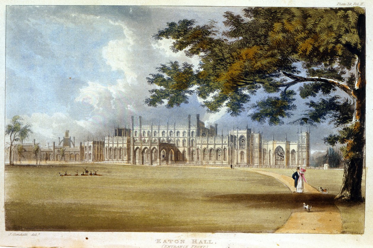 Eaton Hall, Entrance Front, from Ackermann