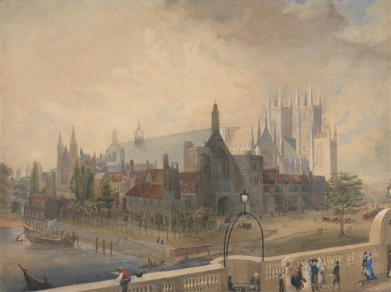 View of Westminster Hall and Abbey from the Bridge by John Gendall