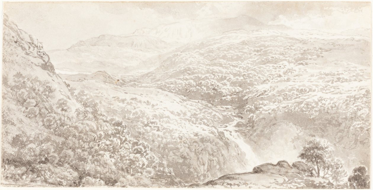 A Mountain Valley with a Waterfall by John Glover