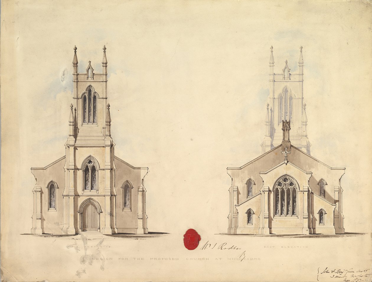 Design for the Proposed Church at Middlesborough, 1837 by John Greenwood