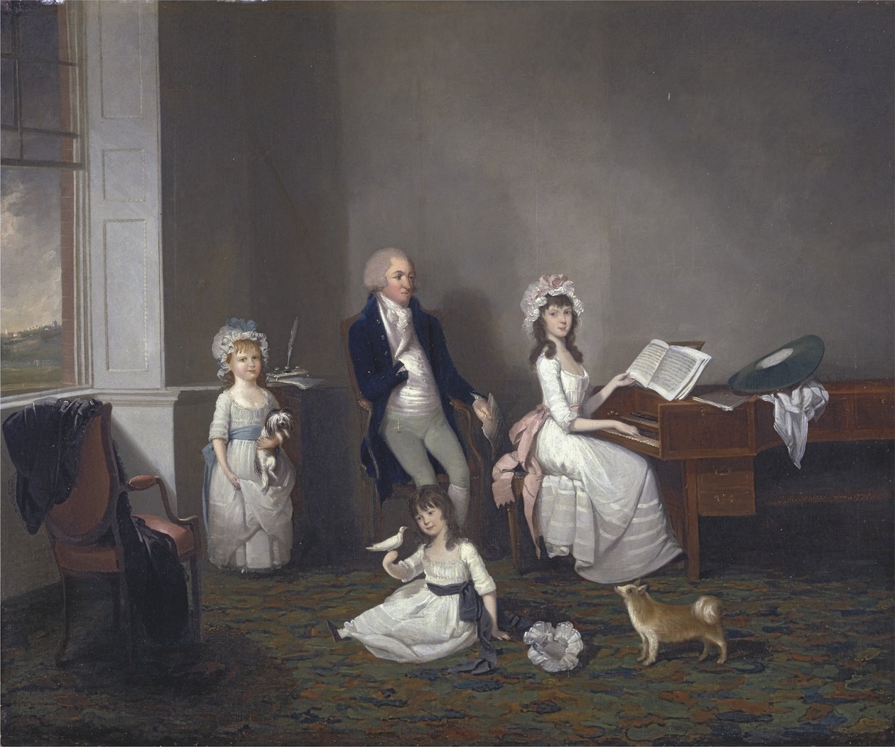 John Richard Comyns of Hylands Essex, with his daughters, 1775 by John Greenwood