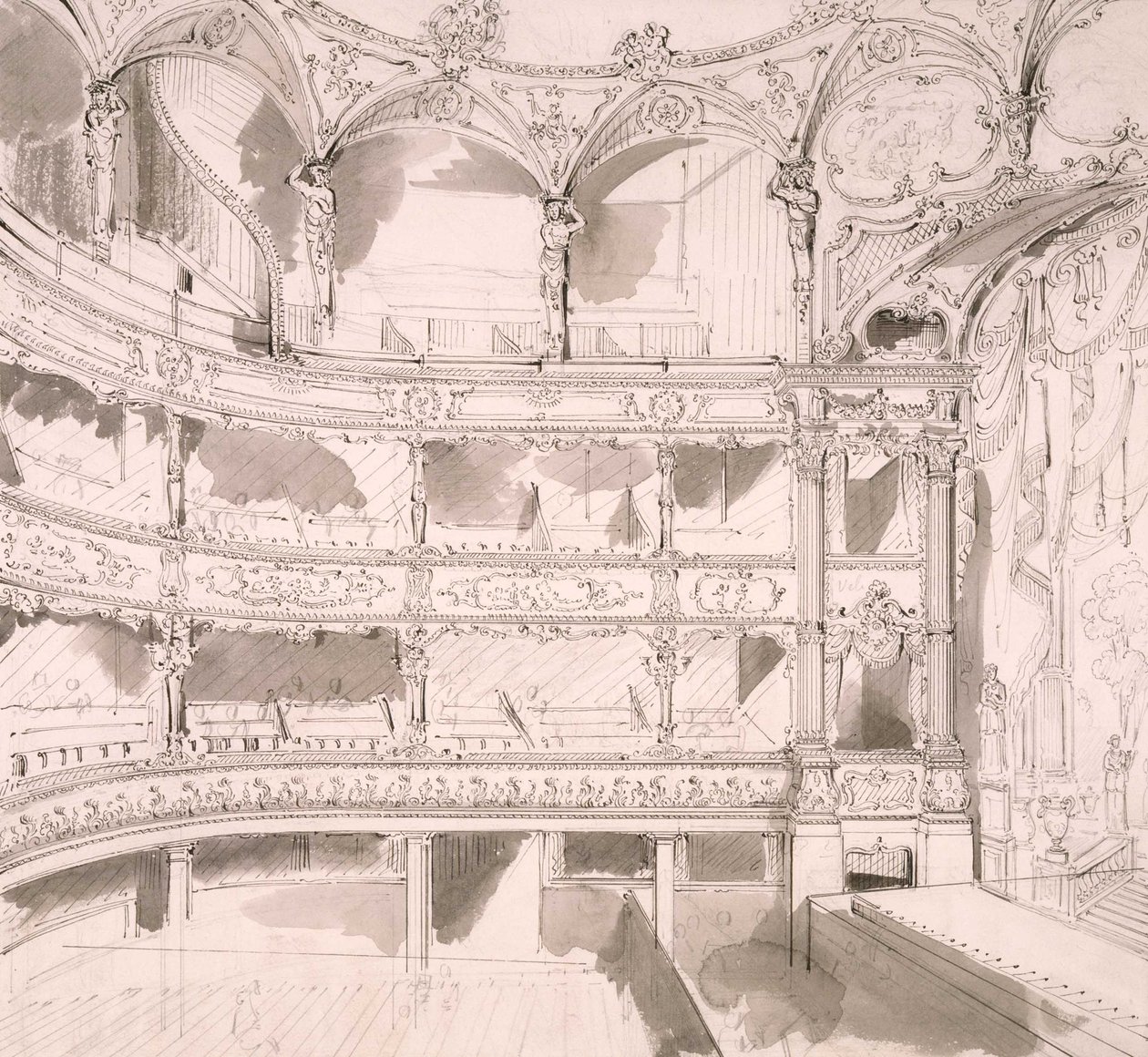 Interior of St. James Theatre, London (sketch) by John Gregory Crace