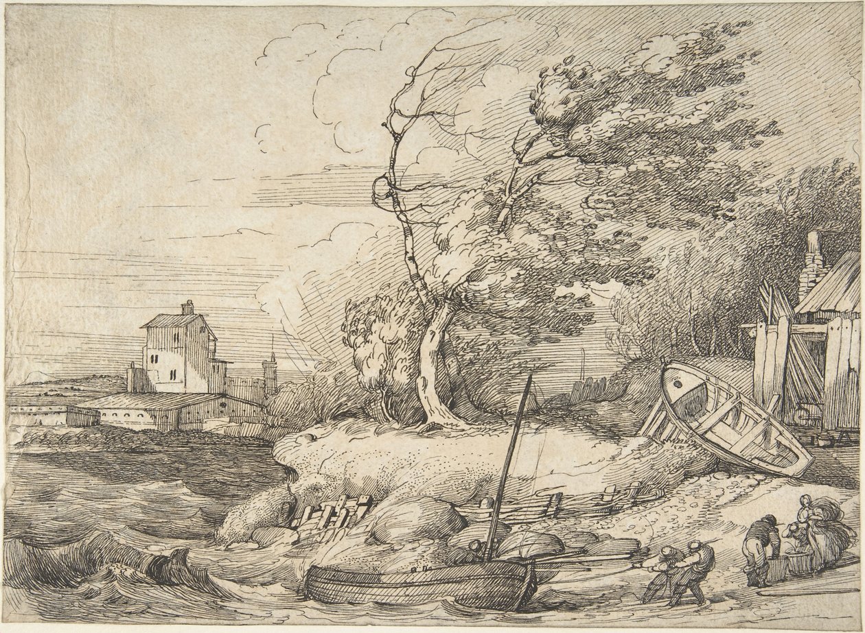 Beaching a Fishing Boat in a Gale by John Hamilton Mortimer