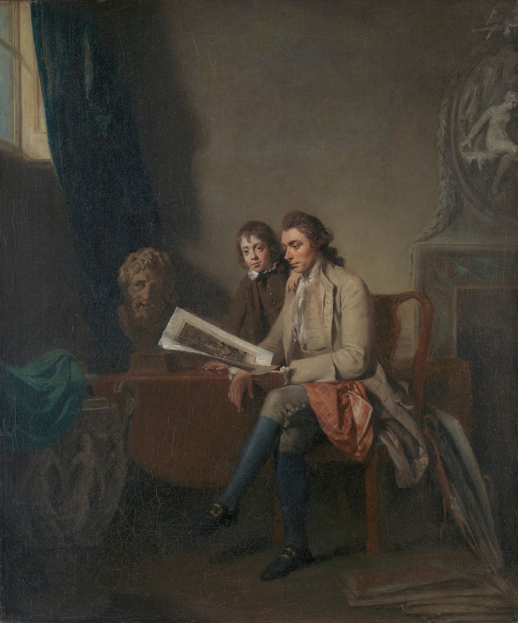 Portrait of a Man and a Boy Looking at Prints by John Hamilton Mortimer