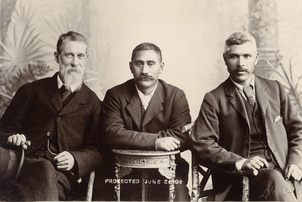 William Australia Graham, King Mahuta Tawhaio and Tahuna Heirangi, June 1898 by John Hanna