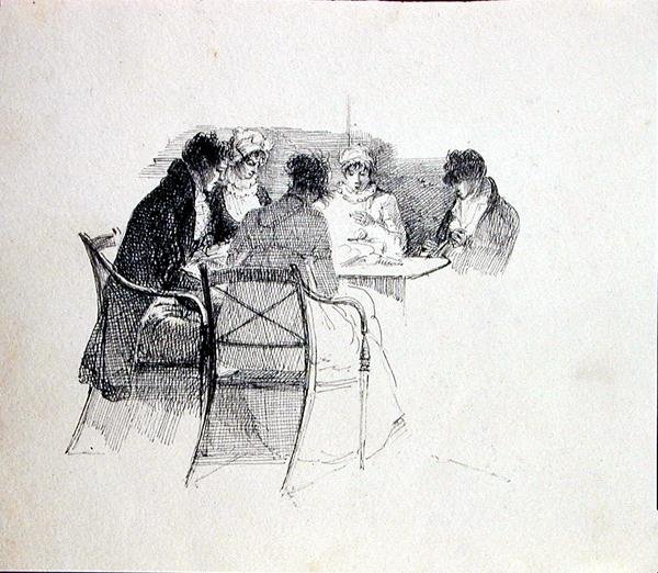 Group Gathered Round a Table by John Harden