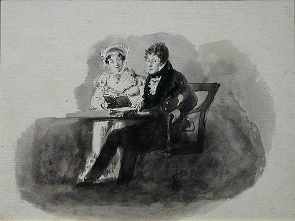 Man and Woman Reading by John Harden