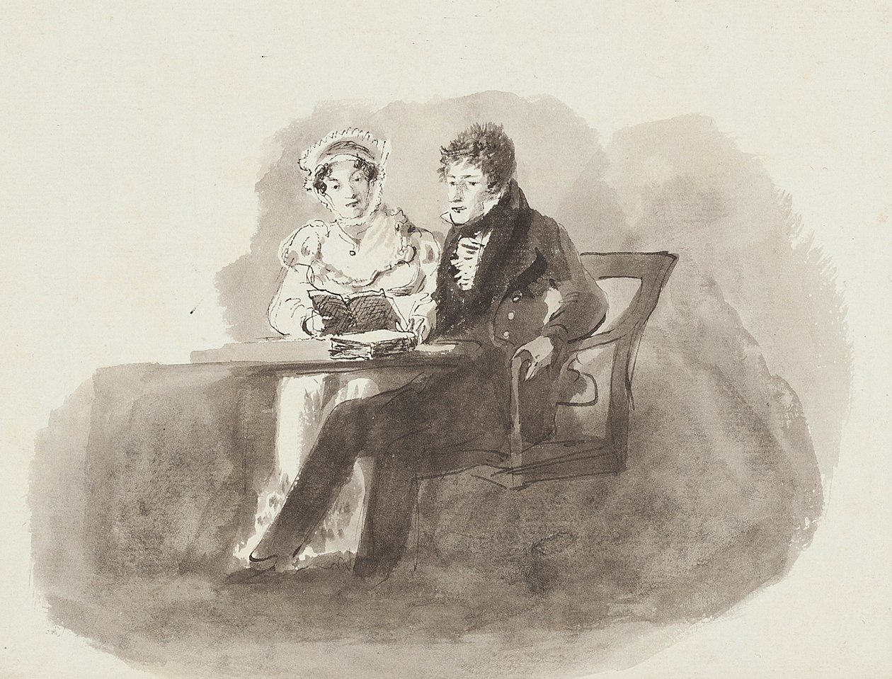Man and woman reading by John Harden