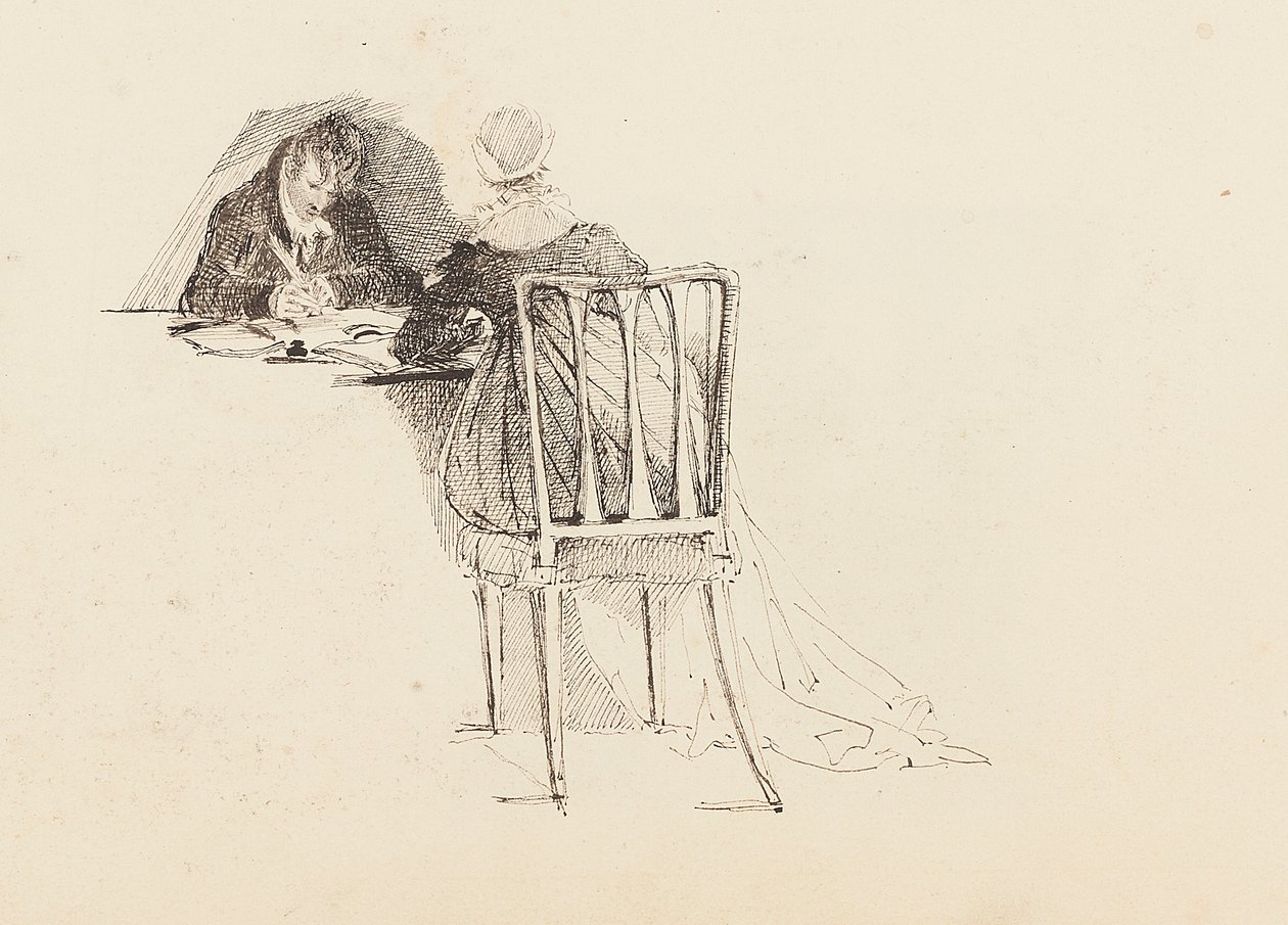 Man and woman sitting at a table, 1805 by John Harden