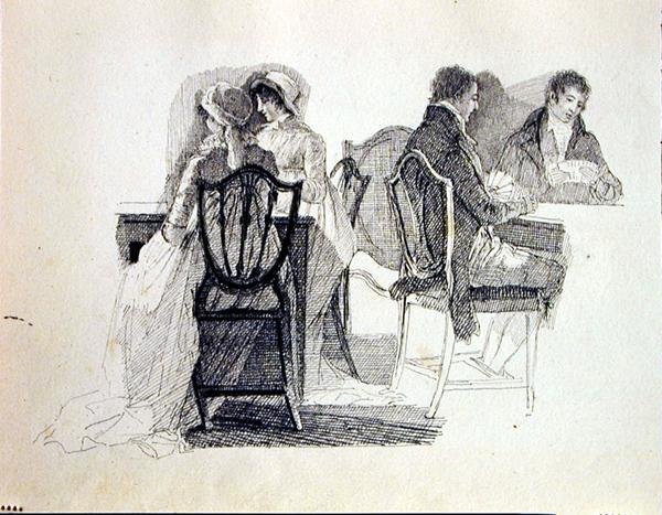 Two groups in an interior by John Harden
