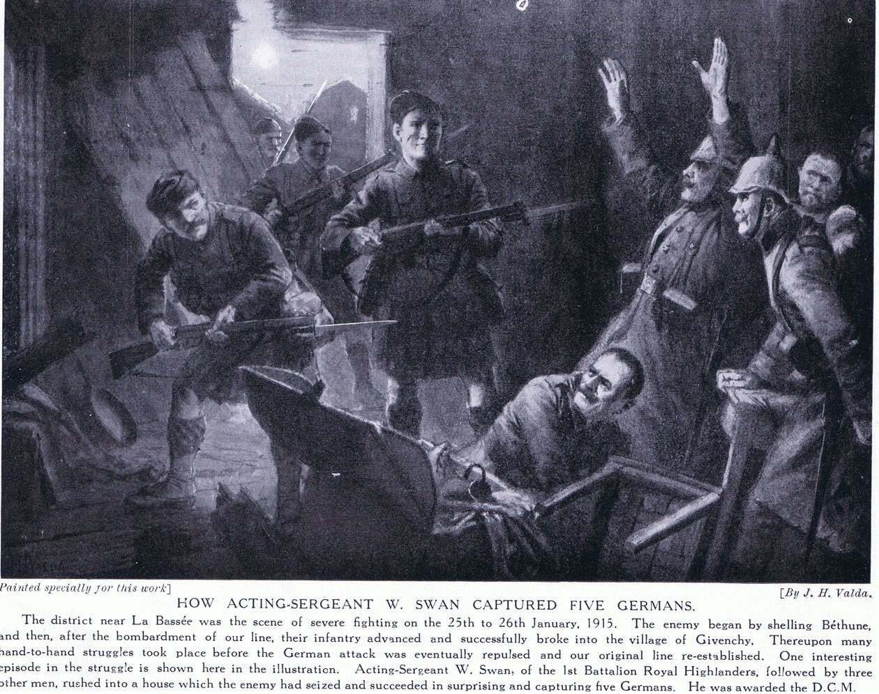 How Acting Sergeant W Swan Captured Five Germans at Givenchy January 1915 by John Harris Valda
