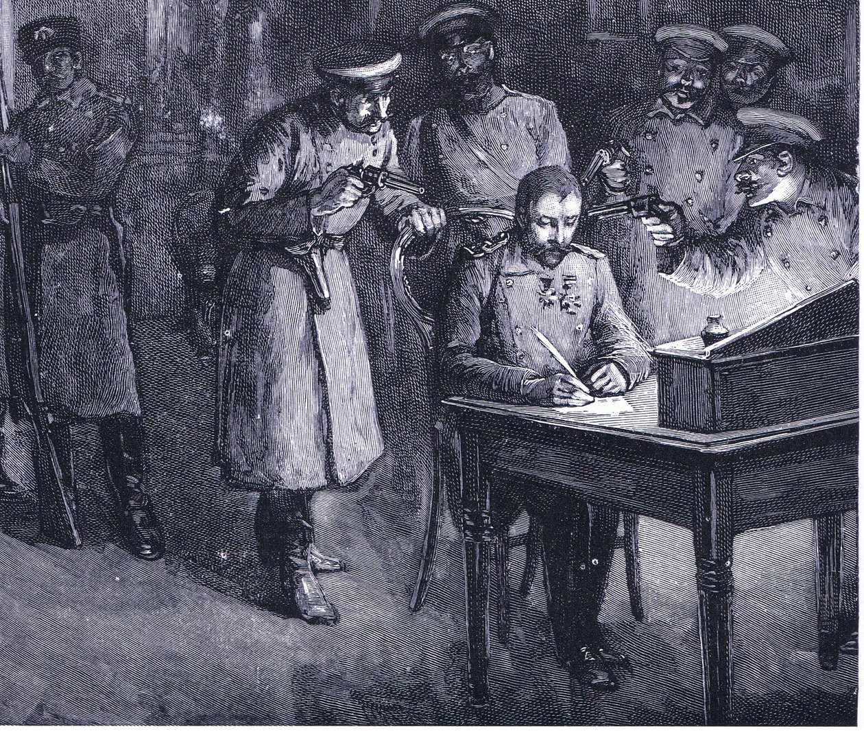 Prince Alexander Signing His Abdication 1886, Illustration from Hutchinson
