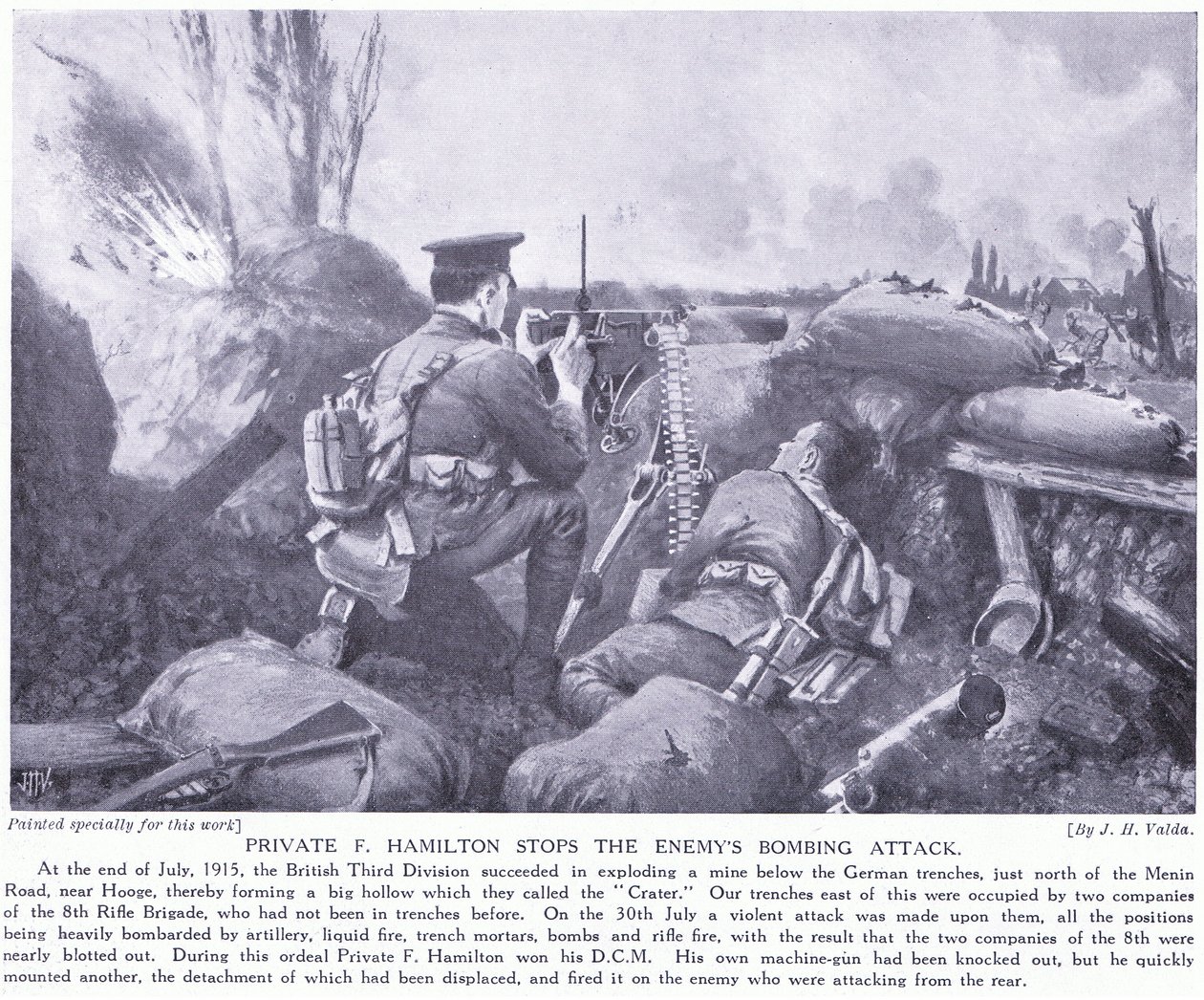 Private F Hamilton Awarded the DCM by Stopping the Enemy