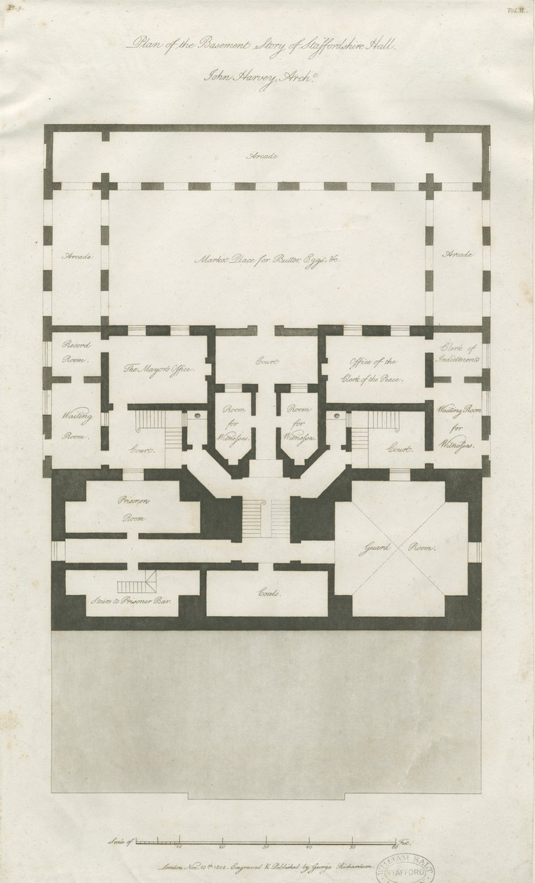 Stafford - Plan of Basement Story of Shire Hall by John Harvey