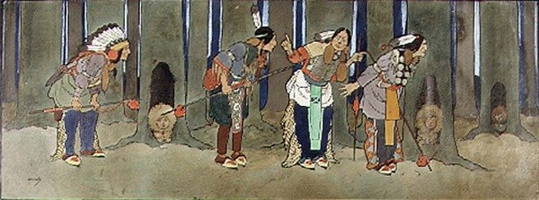 The Never Never Land: The Redskins Guard the Children from the Pirates, Illustration from 