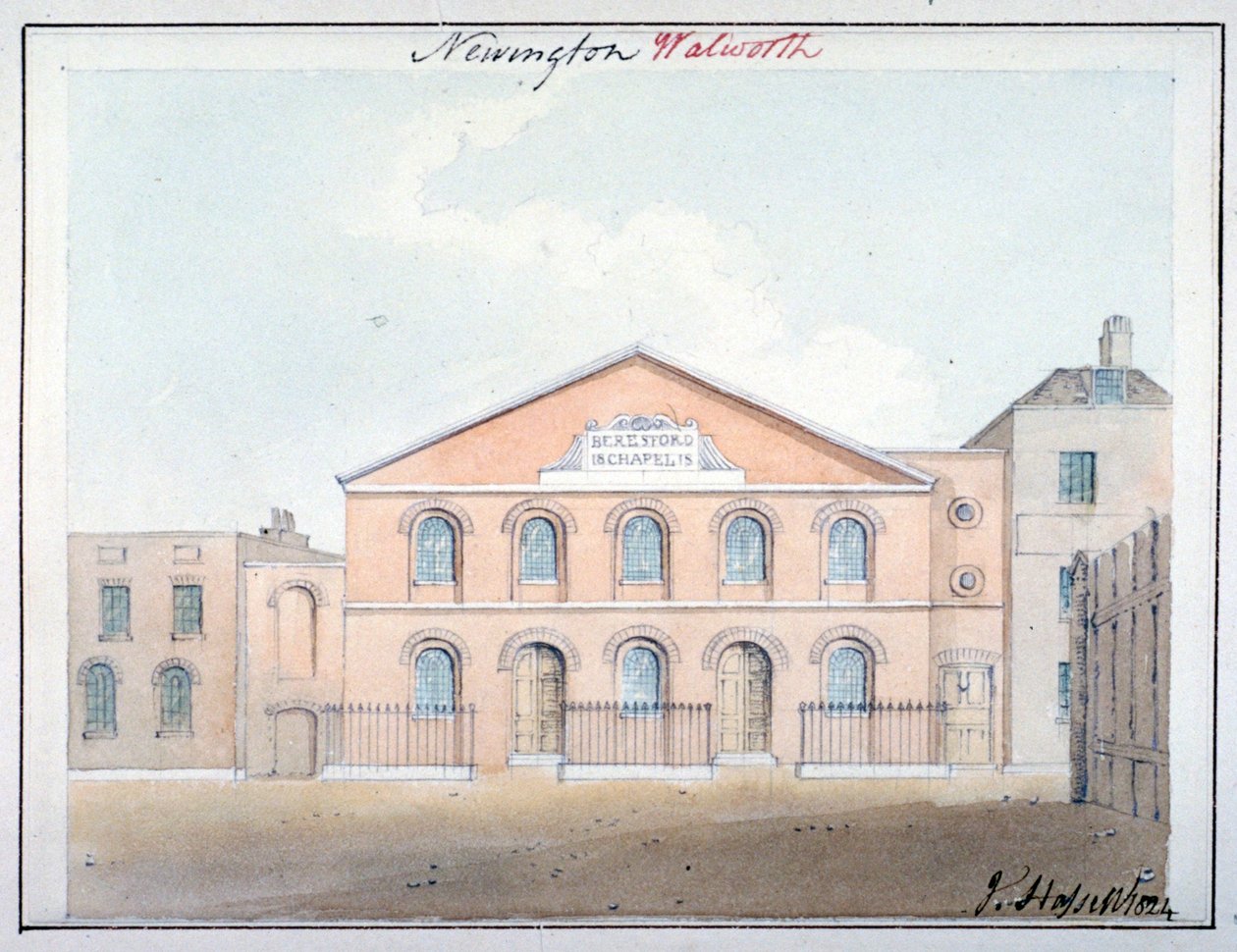 Beresford Chapel, Beresford Street, Southwark, London, 1824 by John Hassell