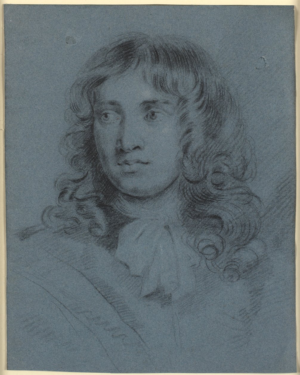 The miniature painter Thomas Flatman, as a young man with long ringlets and a scarf tied in a bow around his neck by John Hayls