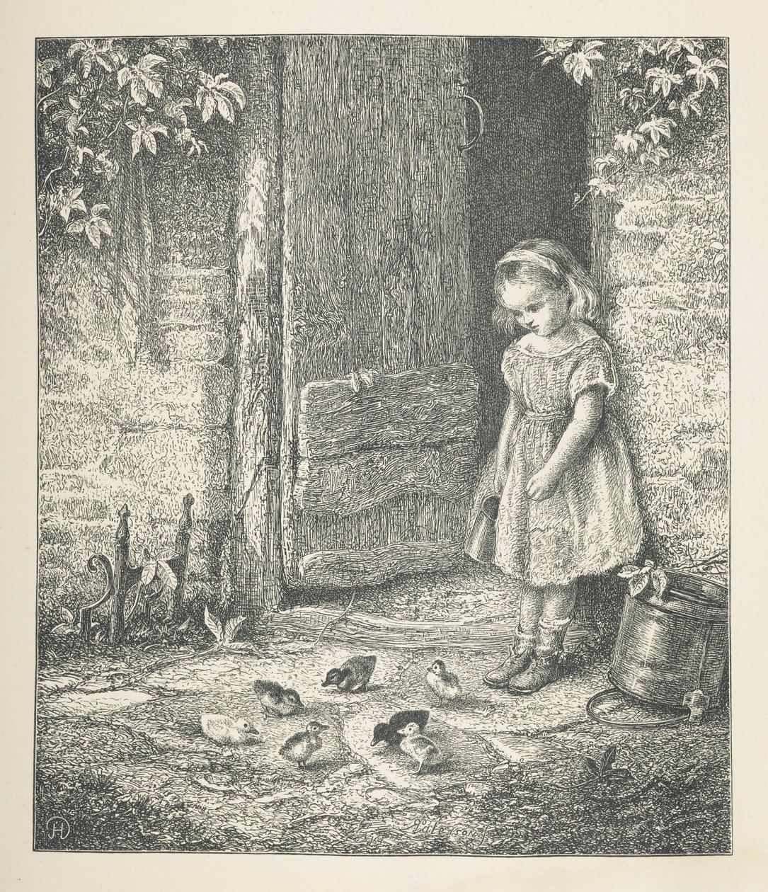 A Young Girl and Chicks, from 