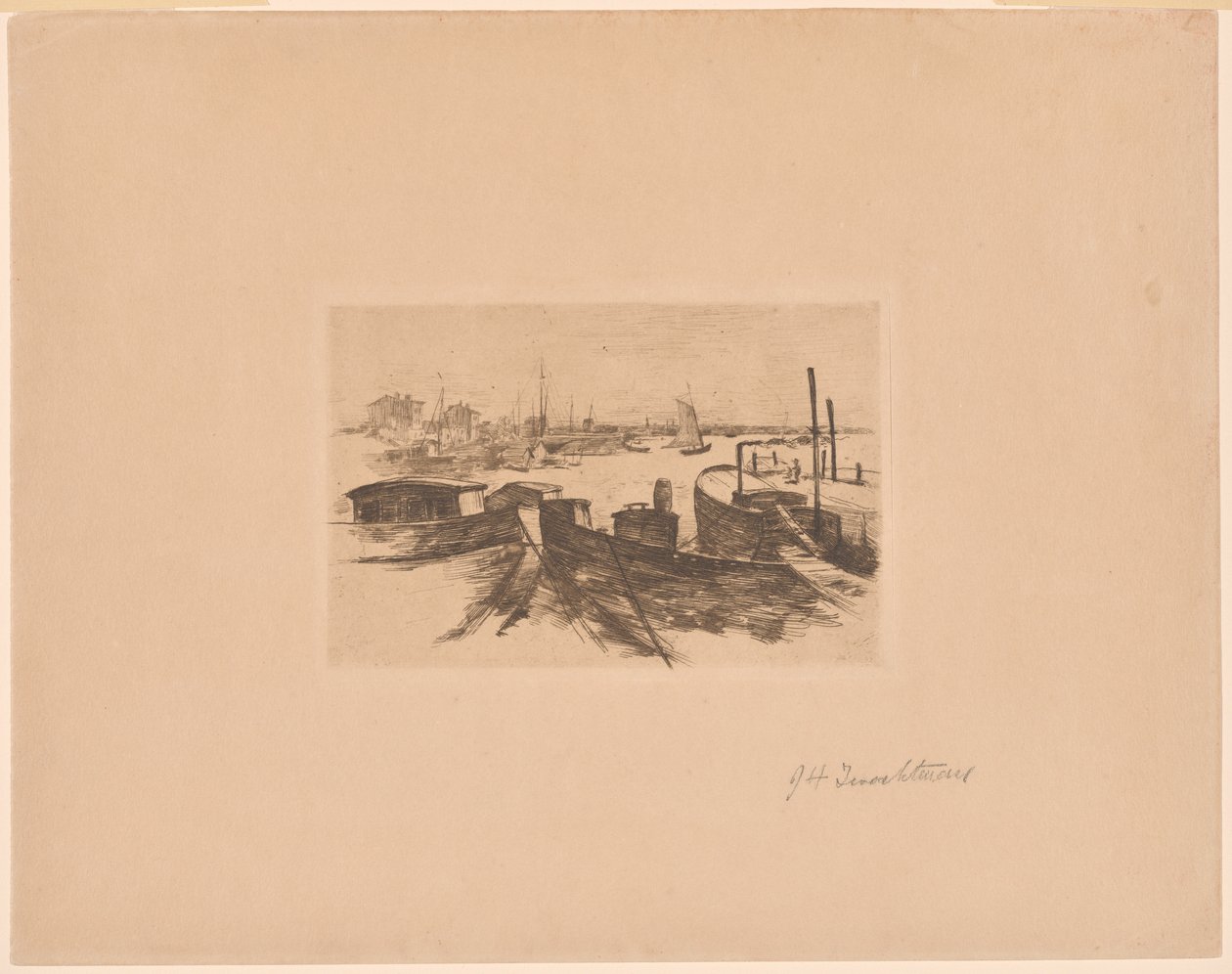 Harbor with Barges by John Henry Twachtman