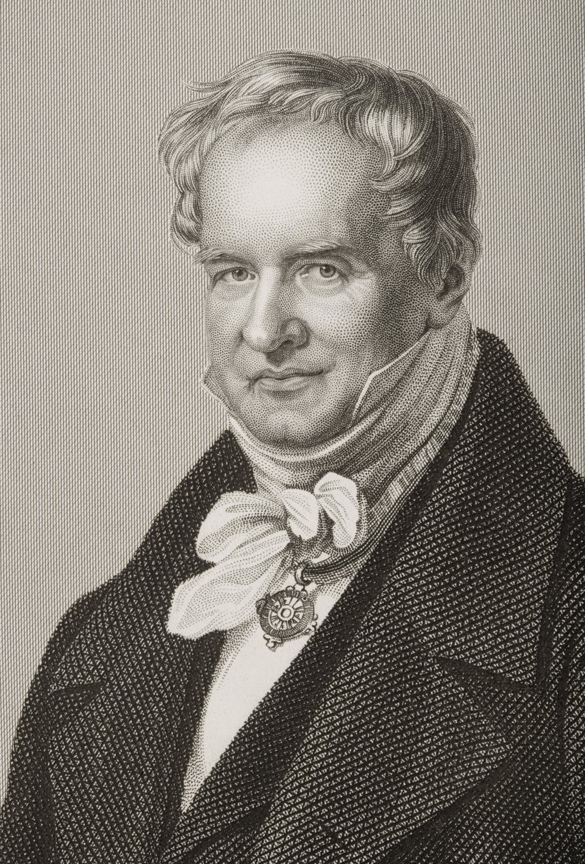 Friedrich Heinrich Alexander Humboldt, Baron von Humboldt, engraved by D.J. Pound from a photograph, from The Drawing-Room of Eminent Personages, Volume 2, published in London, 1860 by John Jabez Edwin Paisley Mayall