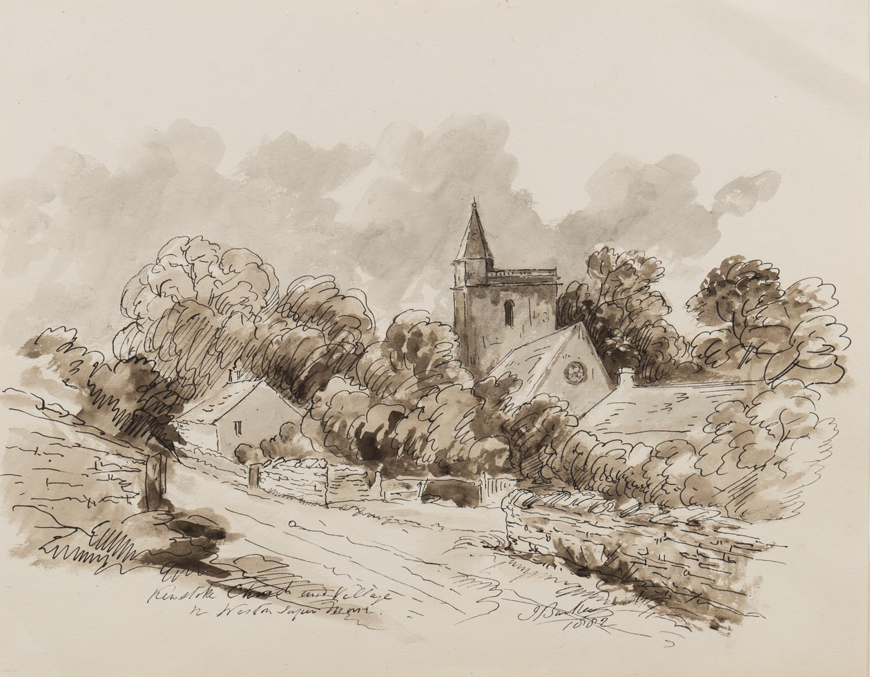Kewstoke Church and Village, Weston Super Mare, Somerset, 1882 by John Joseph Barker
