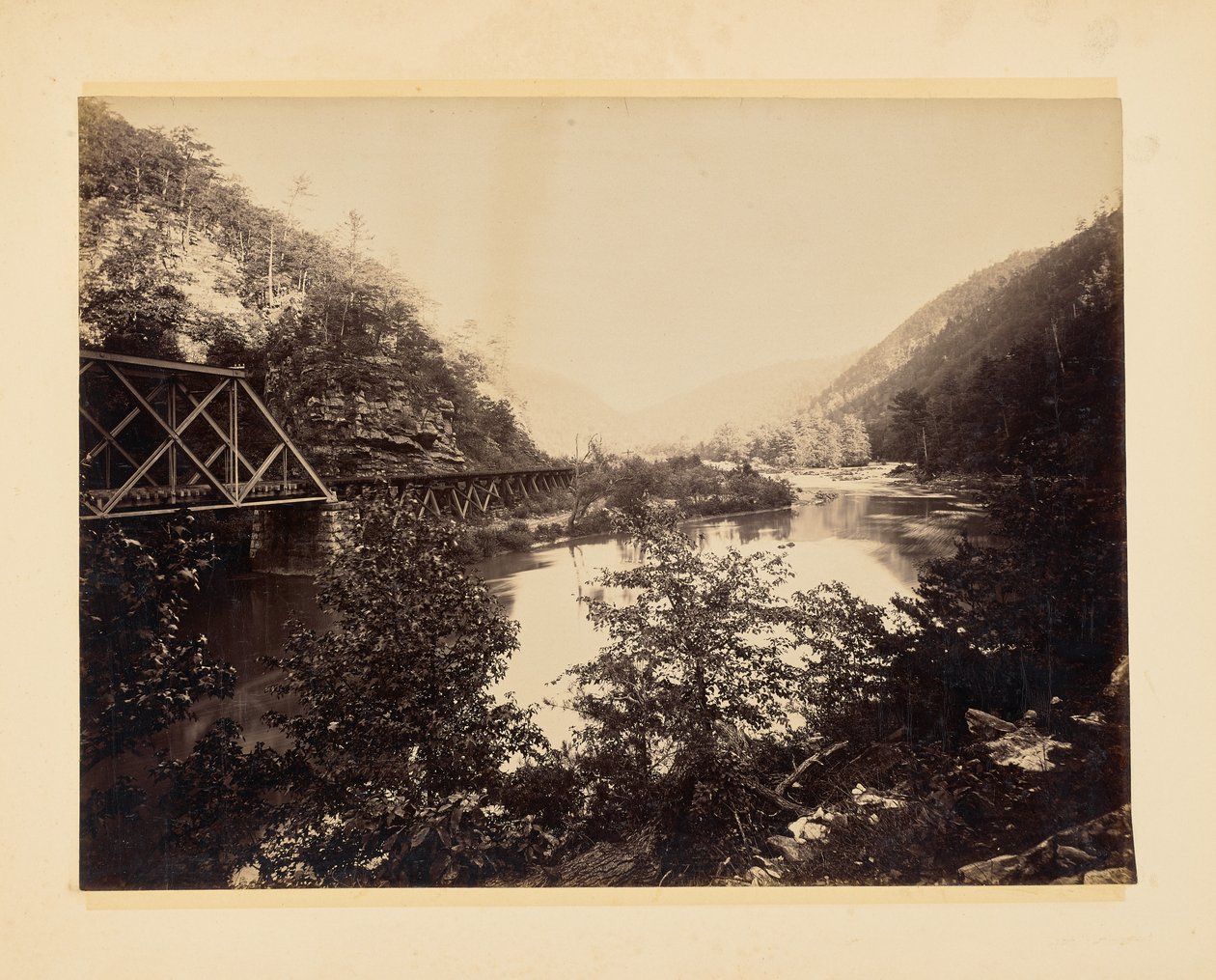 Railroad Tracks and River by John K. Hillers