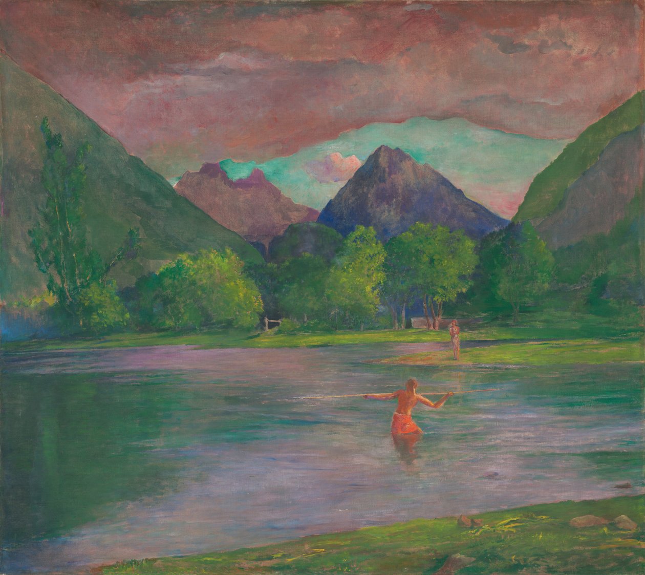 The Entrance to the Tautira River, Tahiti. Fisherman Spearing a Fish by John La Farge